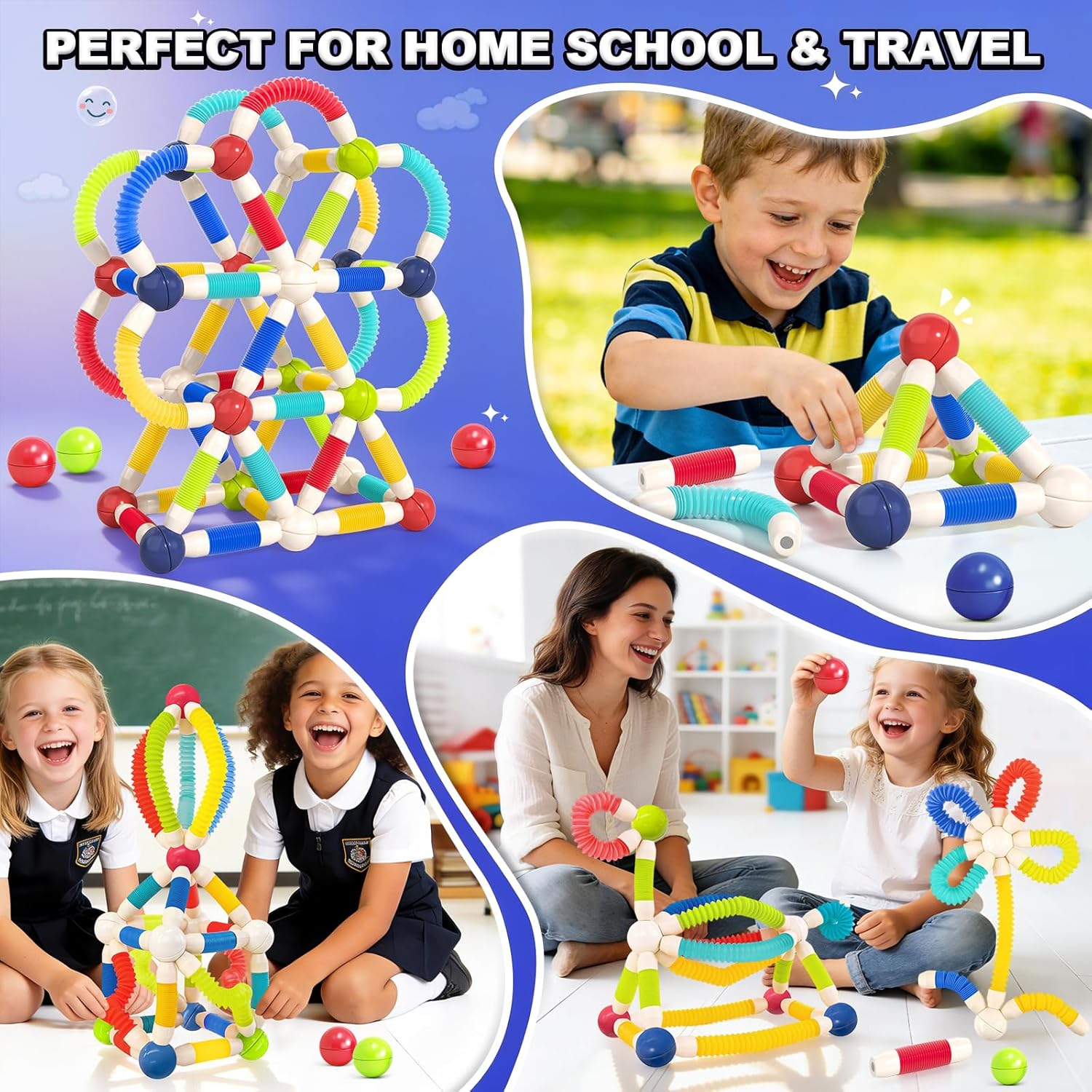 Magnetic Toys for 3 Year Old Boys & Girls, 46pcs Stem Activities & Montessori Smart Sticks for Kids & Toddlers, Magnetic Building Blocks & Balls for Preschool Ages 3-5, Educational Gifts Set