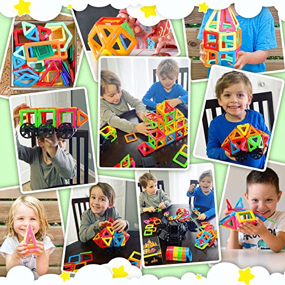 54PCS Magnetic Tiles with 2 Cars