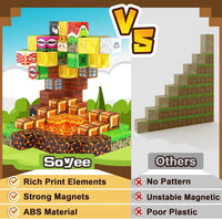 60PCS Magworld Magnetic Cubes Volcano Set Kingdom & Lava World Magnetic Blocks-Soyee