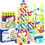 Magnetic Toys for 3 Year Old Boys & Girls, 46pcs Stem Activities & Montessori Smart Sticks for Kids & Toddlers, Magnetic Building Blocks & Balls for Preschool Ages 3-5, Educational Gifts Set