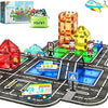 52 PCS Magnetic Tiles City Road Set with Magnet Car Toys