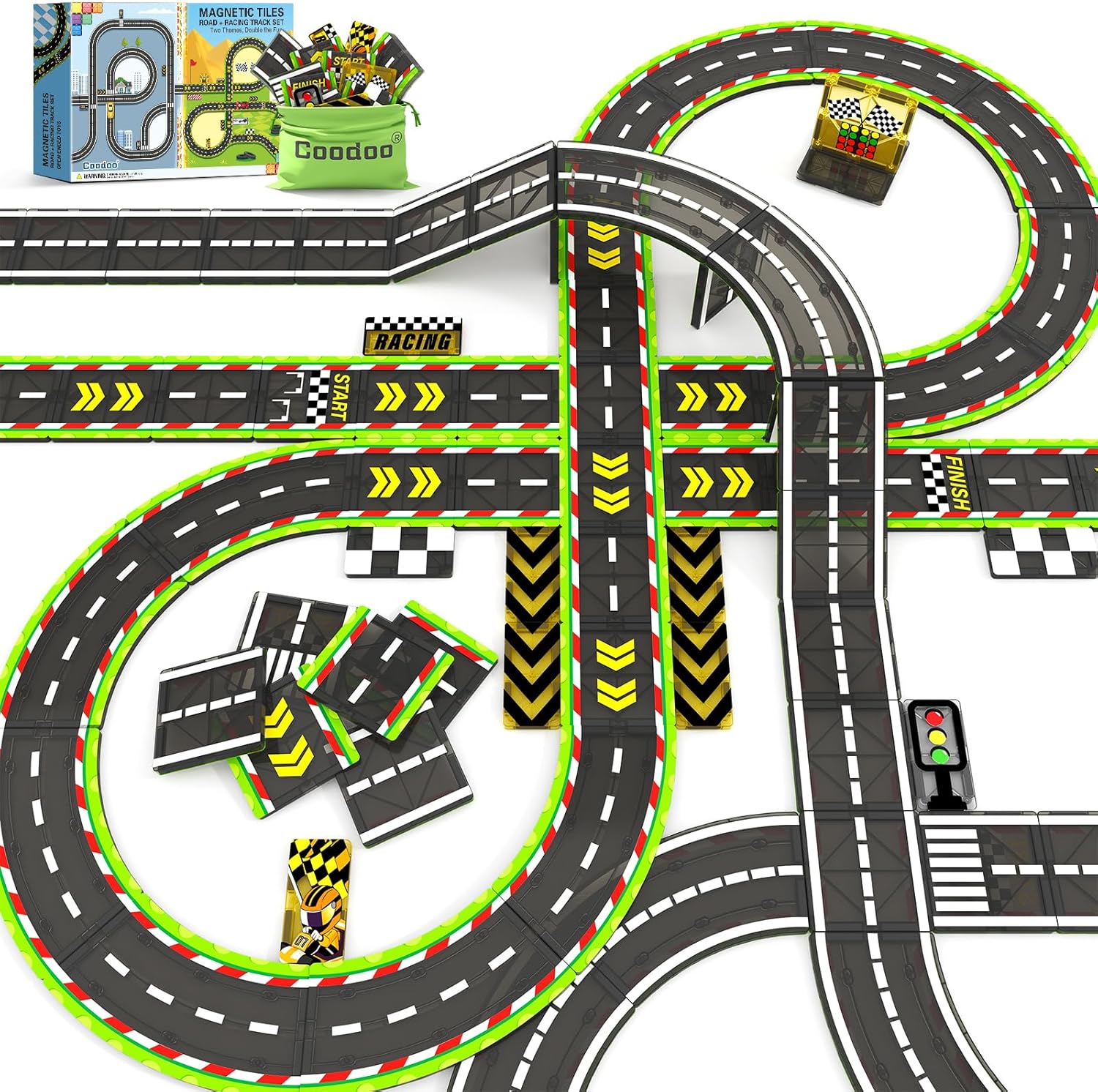 24PCS Racing Track & City Road Set Magnetic Tiles