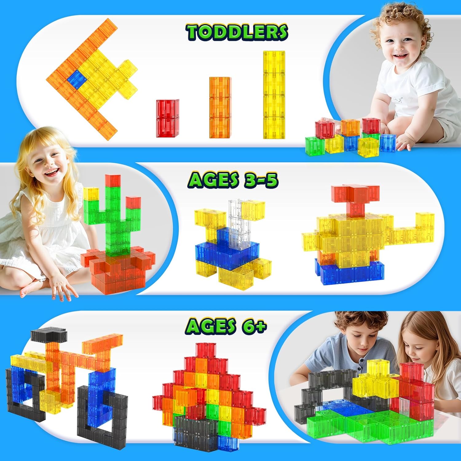 48PCS Transparent Magnetic Blocks