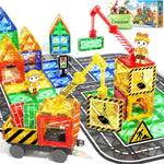 38PCS Magnetic Tiles with 2 Cranes Construction Toy