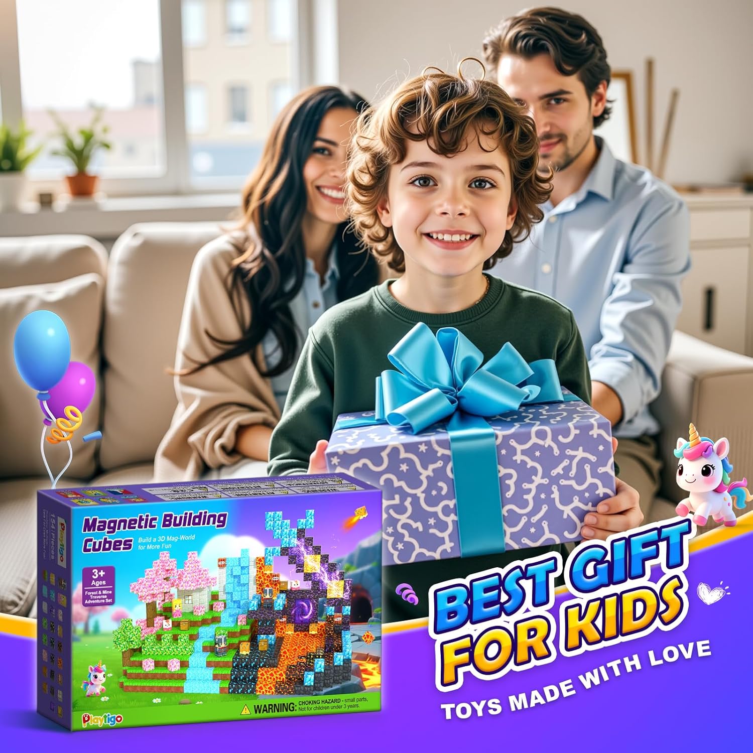 154PCS Magnetic Blocks - Build Mine Magnet World Stacking Cube Toys with Magnet Board