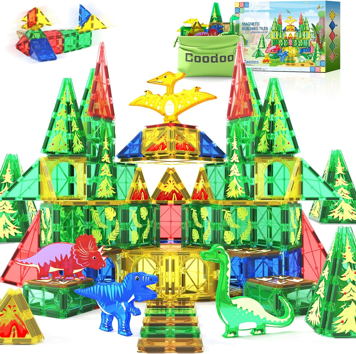 48PCS Dinosaur Toys Magnetic Tiles