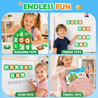 Magnetic Tiles Learn Letters Magnetic Building Blocks for Kids Ages 3-12 Double-Sided Uppercase & Lowercase Magnetic Letter Preschool Learning Toys, Educational STEM Toys & Back to School Supplies