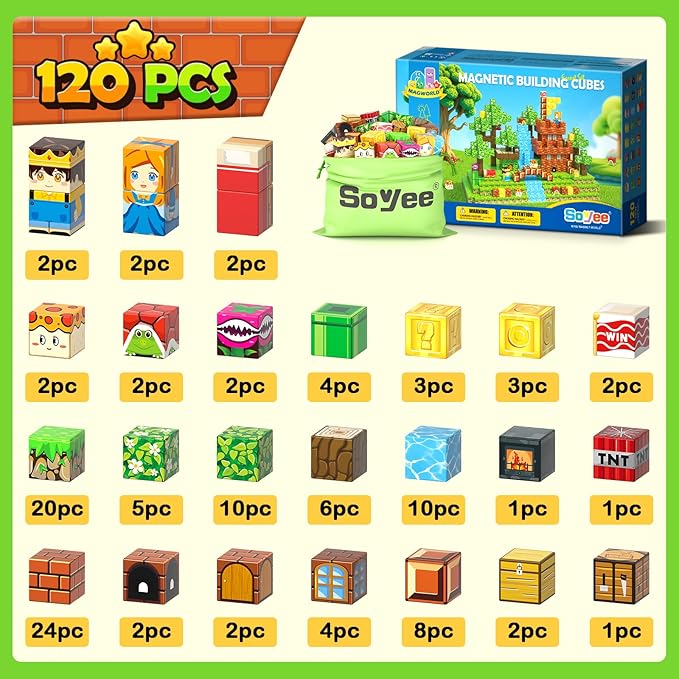 120PCS Magnetic Blocks-Build Mine Magnet World