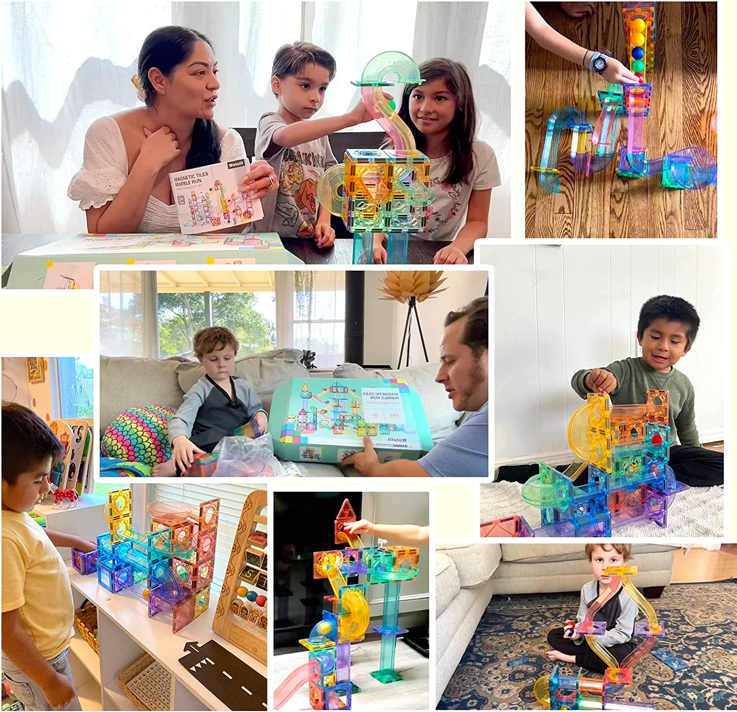 148PCS Magnetic Tiles Kids Toys Marble Run