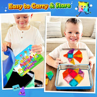 Soyee Mini Travel Magnetic Tiles 60PCS with Metal Tin Case Toddler Kids Toys Travel Essentials, Toddler Travel Toys Portable STEM Building Blocks Compatibility with Regular Size Magnetic Tiles