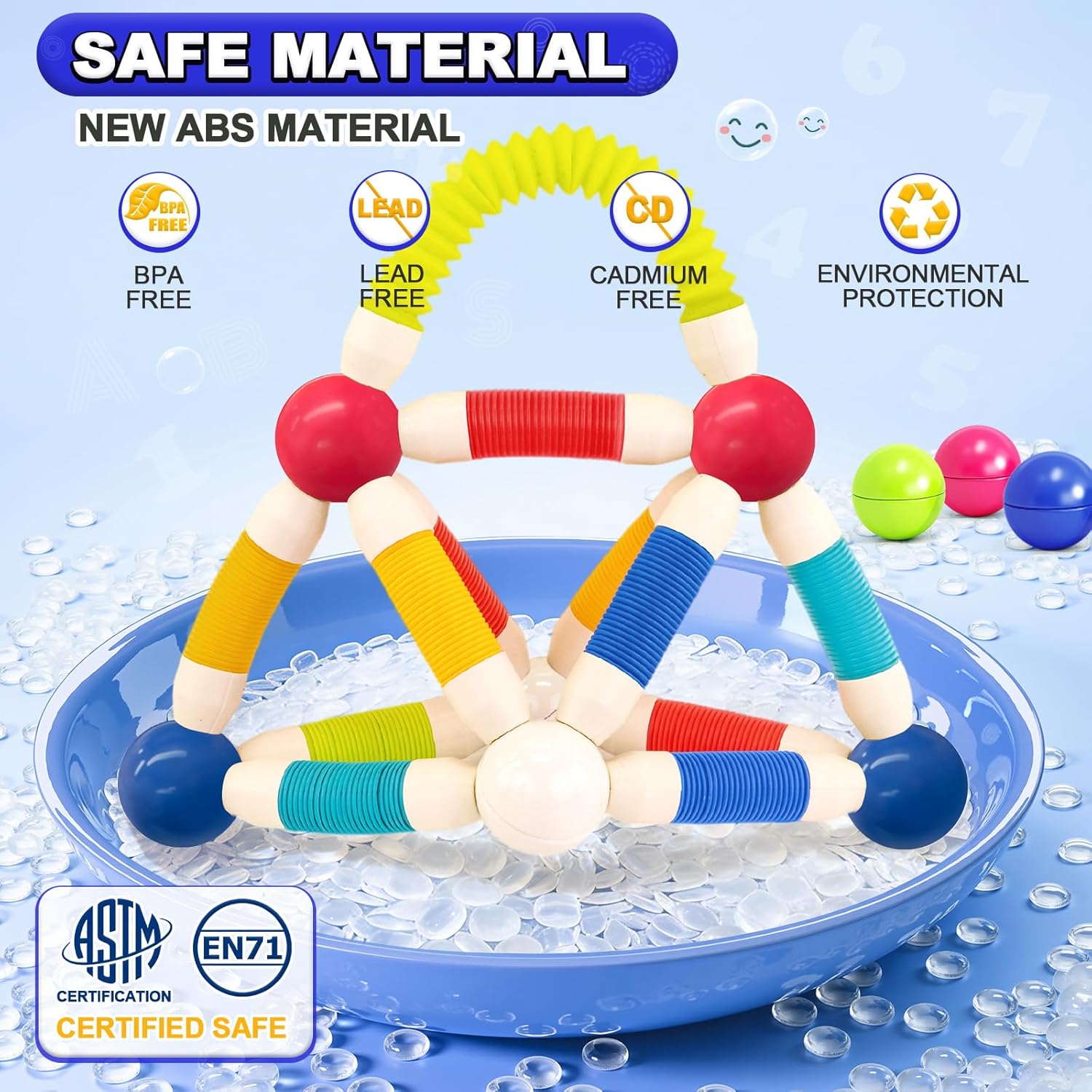 Magnetic Toys for 3 Year Old Boys & Girls, 46pcs Stem Activities & Montessori Smart Sticks for Kids & Toddlers, Magnetic Building Blocks & Balls for Preschool Ages 3-5, Educational Gifts Set
