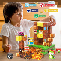 60PCS Magworld Magnetic Cubes Volcano Set Kingdom & Lava World Magnetic Blocks-Soyee