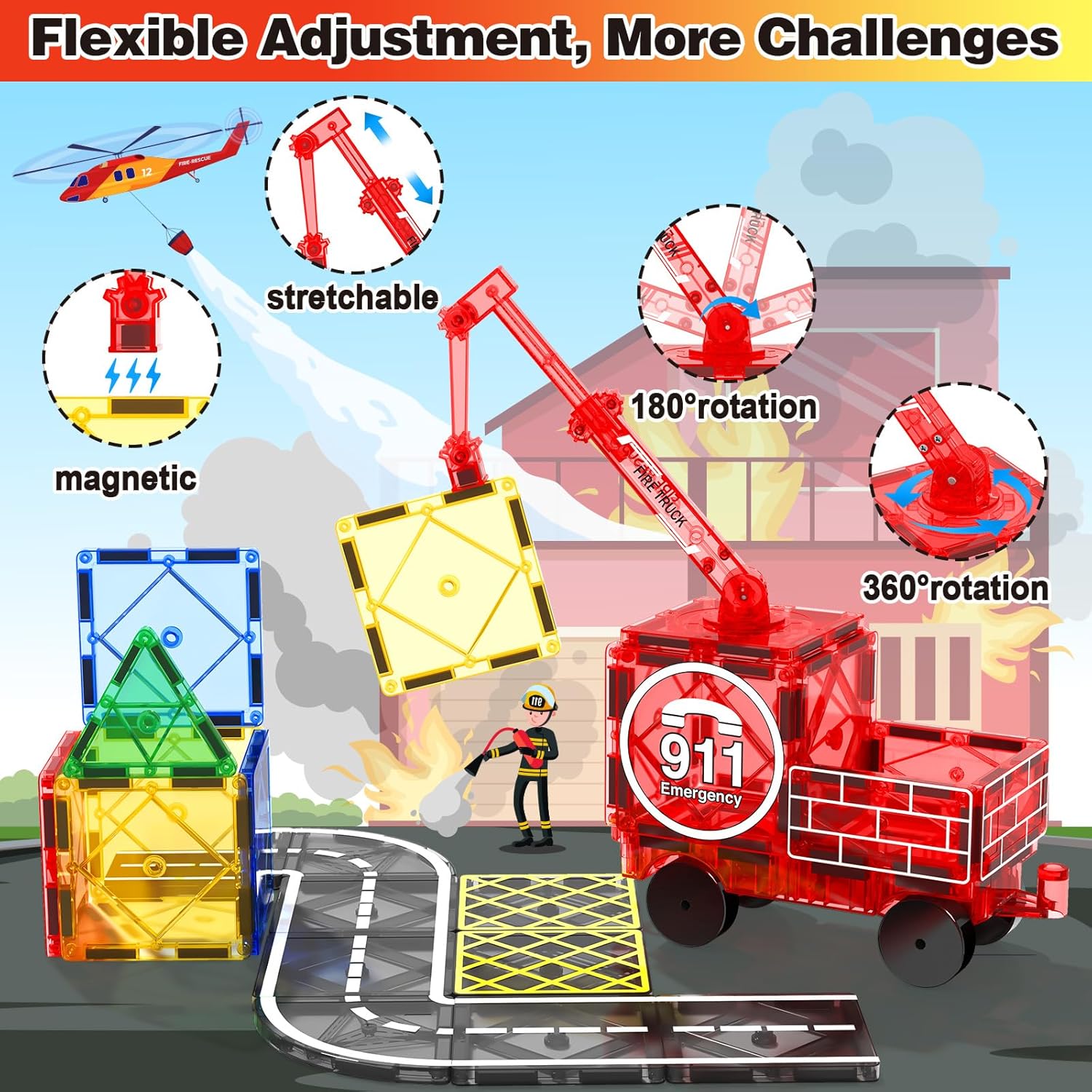 40PCS Crane Construction Magnetic Tiles