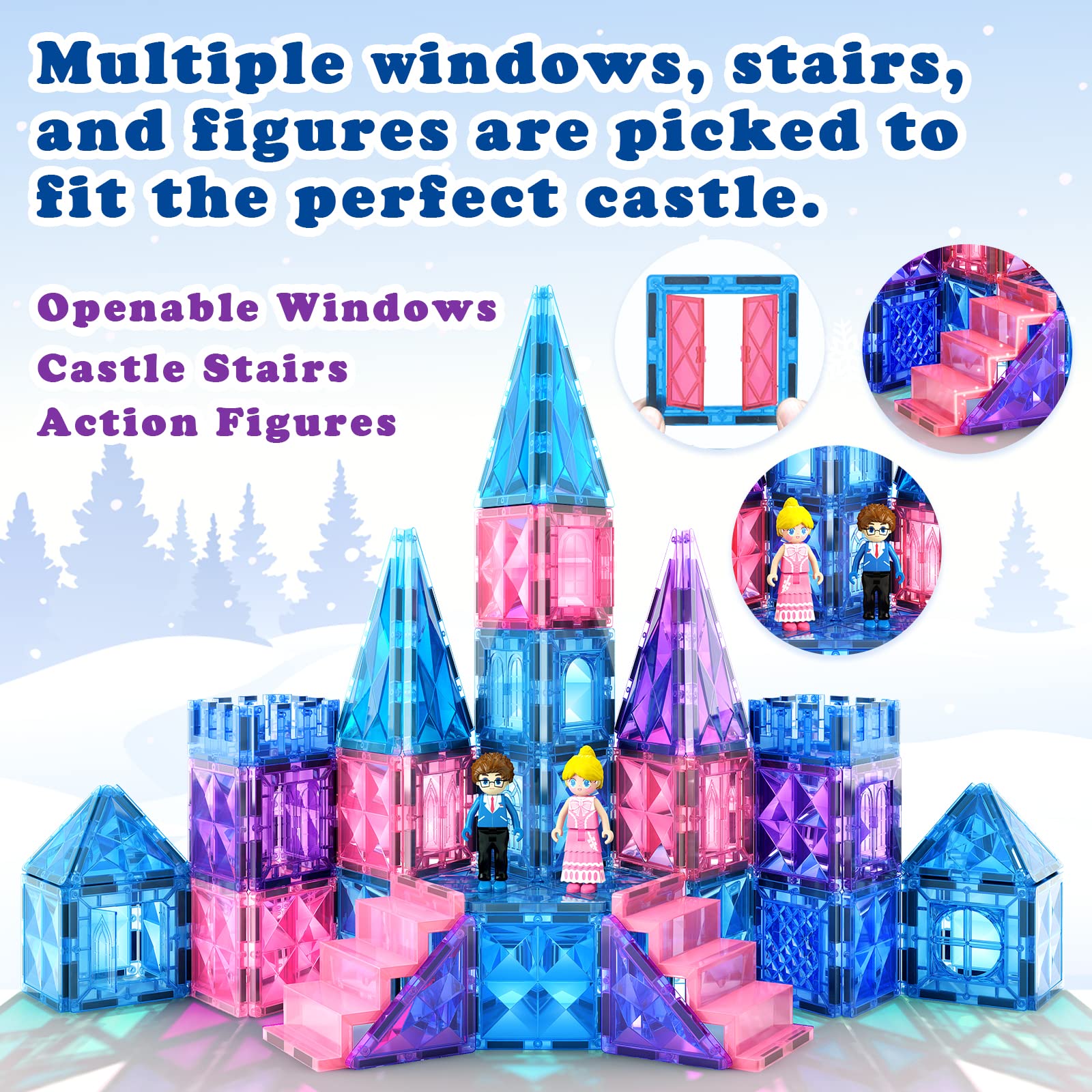 102PCS Diamond Magnetic Tiles Frozen Toys