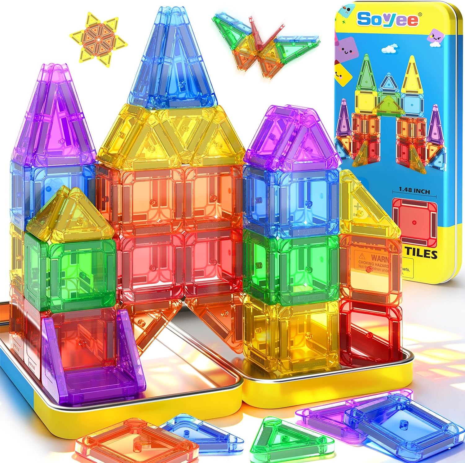 Mini Magnetic Tiles Travel Set STEM Educational Toys for Boys & Girls 3-8