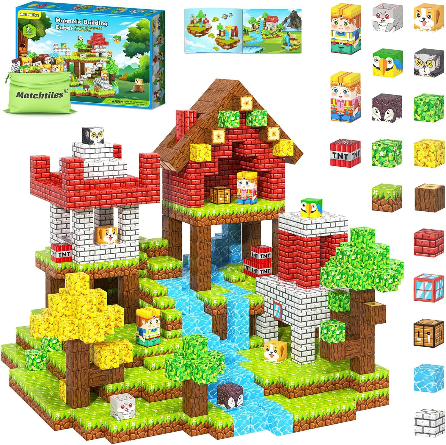 Magworld 150PCS Magnetic Blocks with Forest Animals Toys STEM Montessori Sensory Kids Gifts