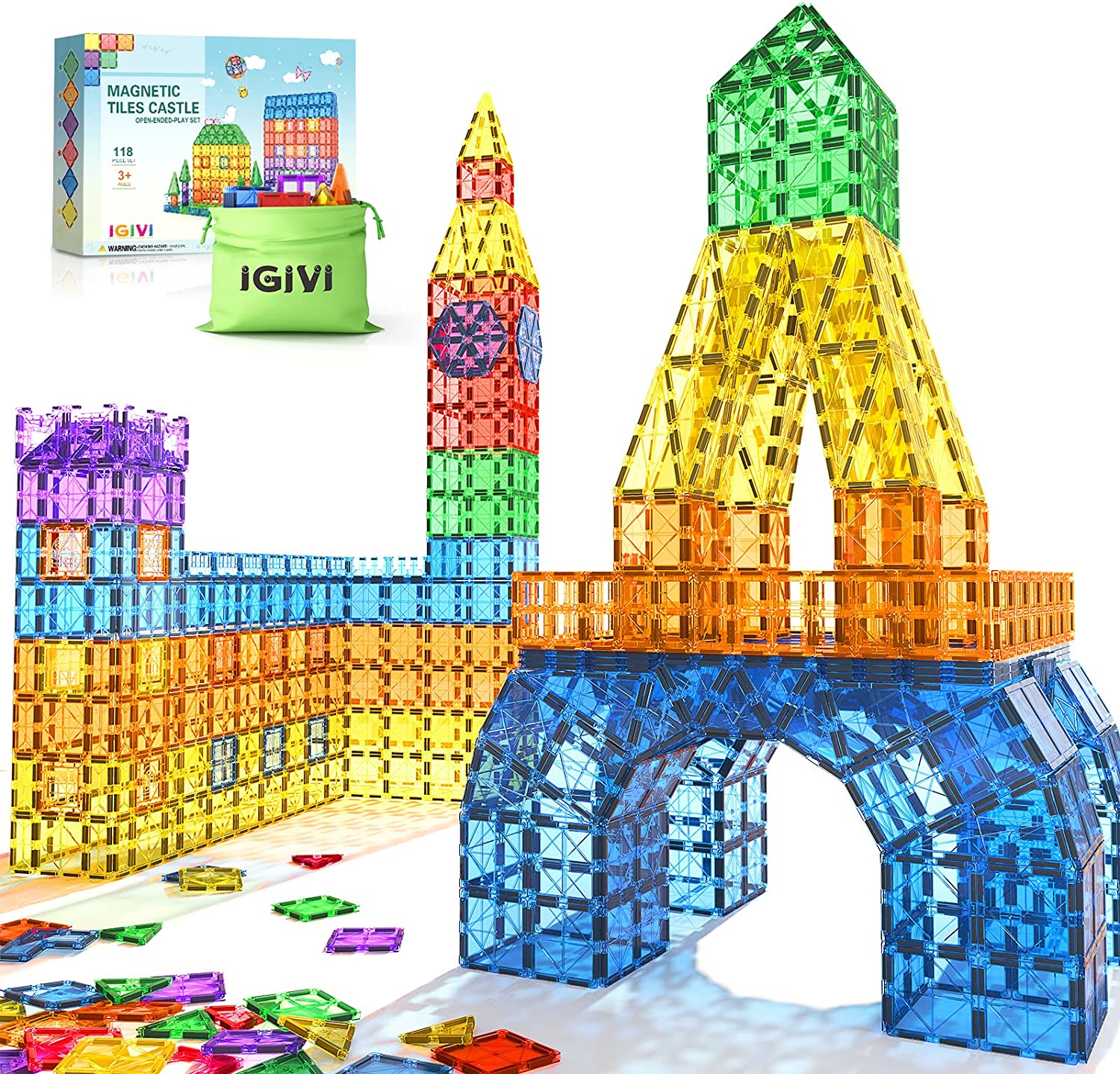 118PCS Magnetic Tiles With Window Clicks