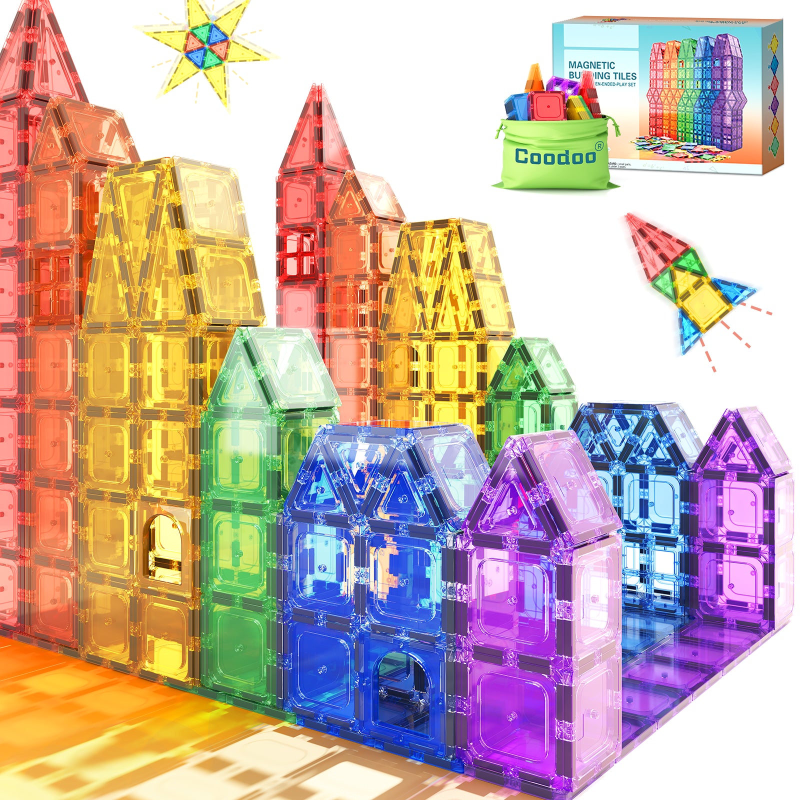 Magnetic Tiles Kids Toys STEM Magnet Toy for Toddler Magnetic Blocks Building Preschool Learning Sensory Montessori Toys for 3+ Year Old Boys and Girls, Safe Creativity Toddler Kids Toy 40PCS