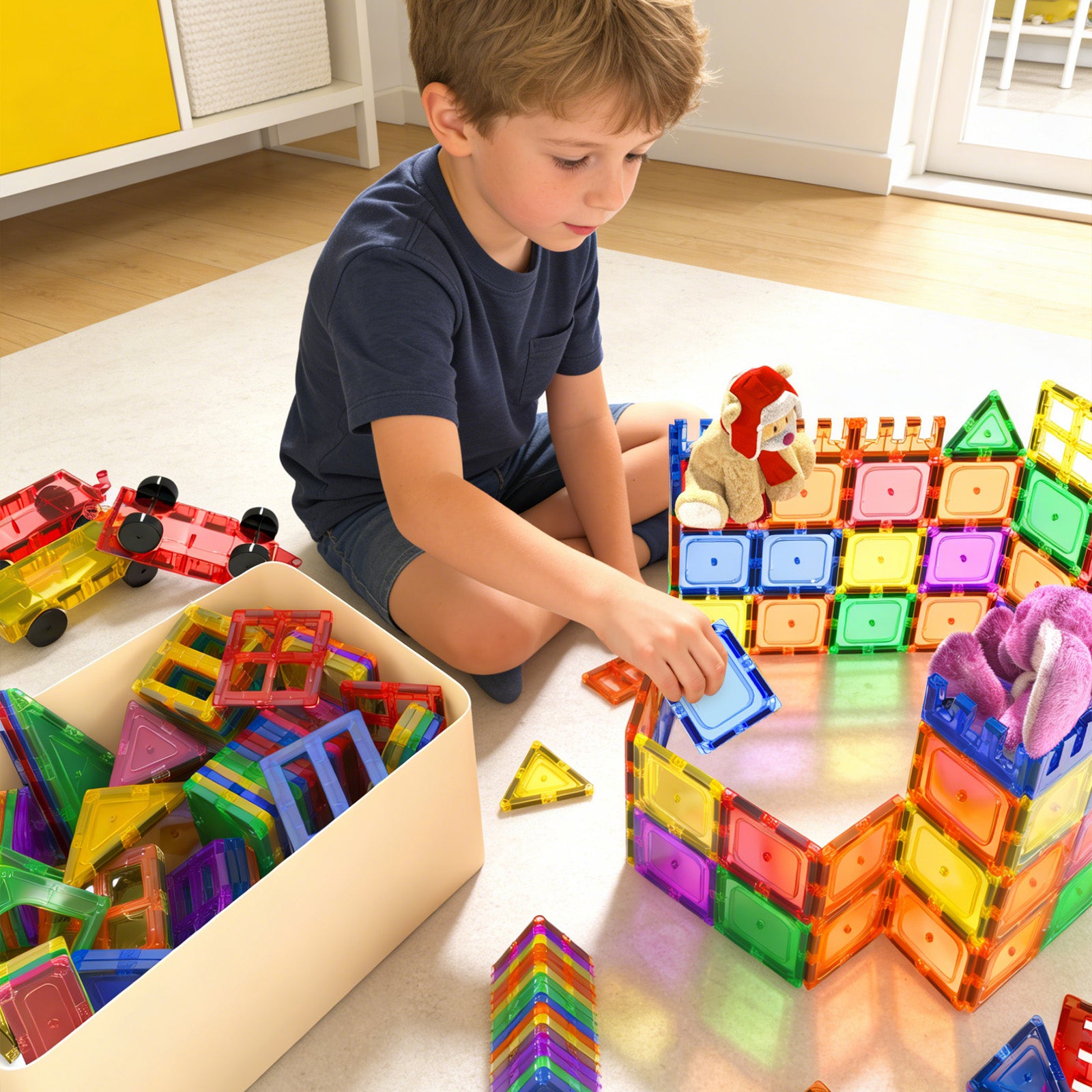 Magnetic Tiles Kids Toys STEM Magnet Toy for Toddler Magnetic Blocks Building Preschool Learning Sensory Montessori Toys for 3+ Year Old Boys and Girls, Safe Creativity Toddler Kids Toy 40PCS