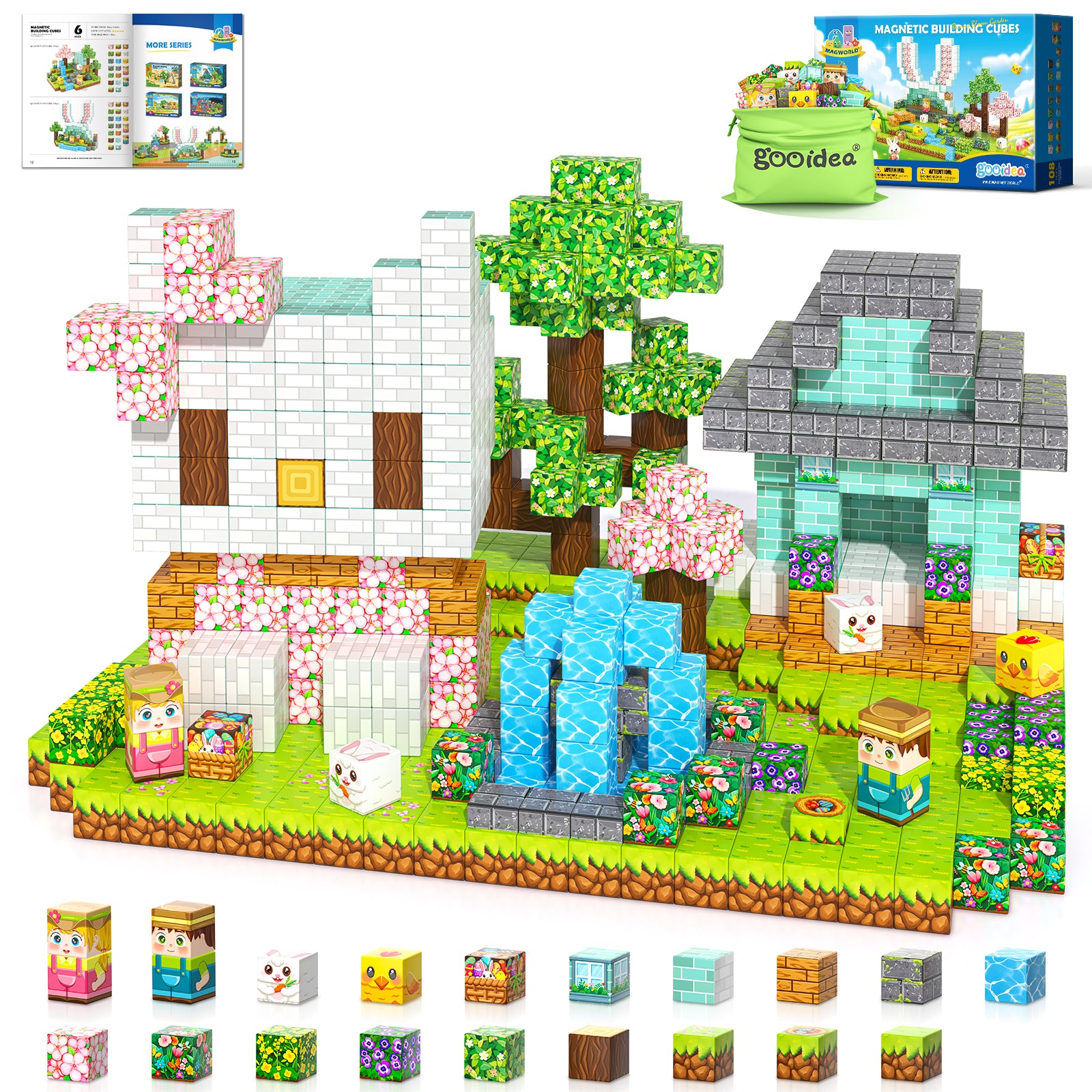 108PCS Magnetic Blocks Kids Magnet Toys Large 1 inch Mine Magworld Building