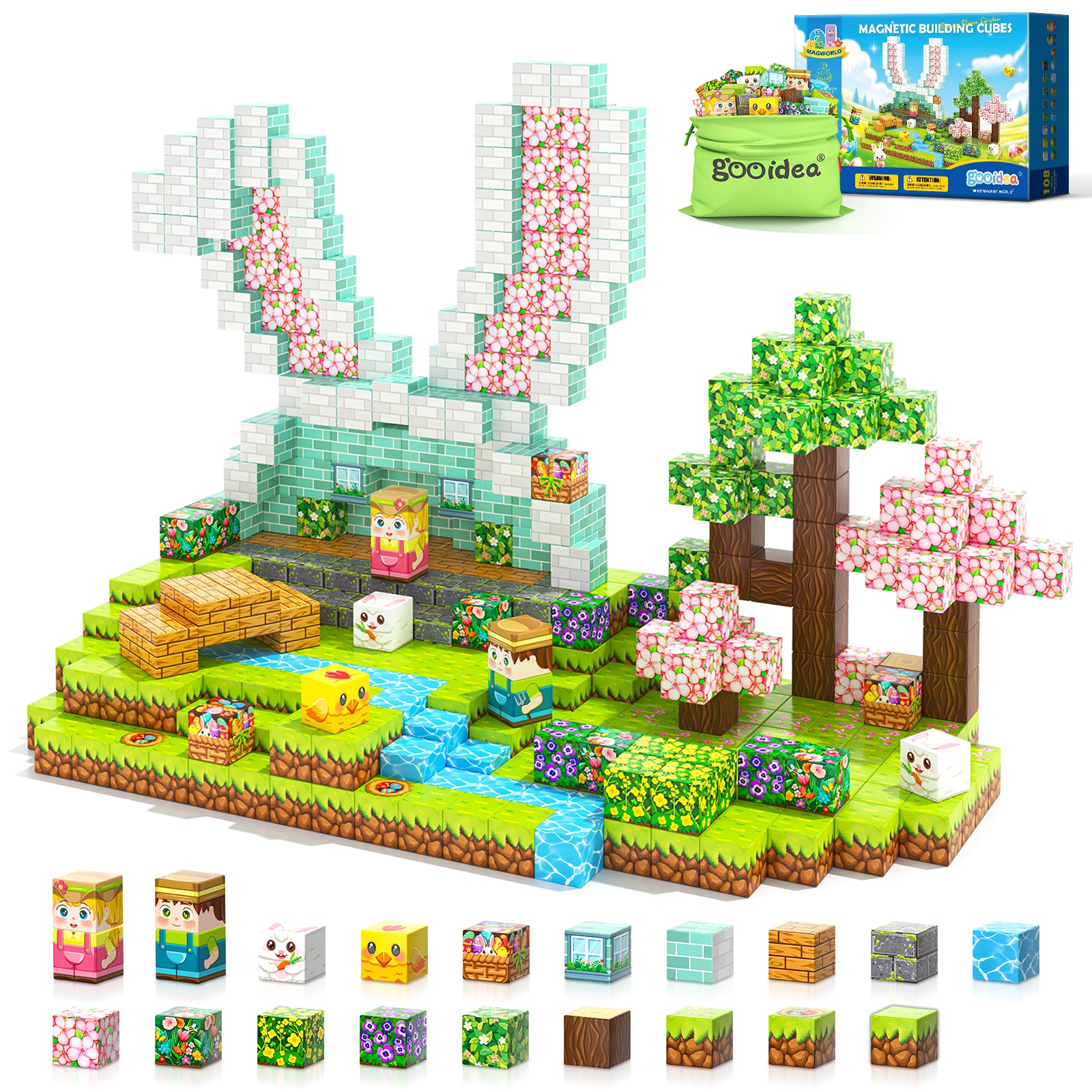 108PCS Magnetic Blocks Kids Magnet Toys Large 1 inch Mine Magworld Building