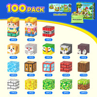 100 PCS Magworld  Magnetic Blocks with Farm Animals Toys, Build Mine Magnet World Set