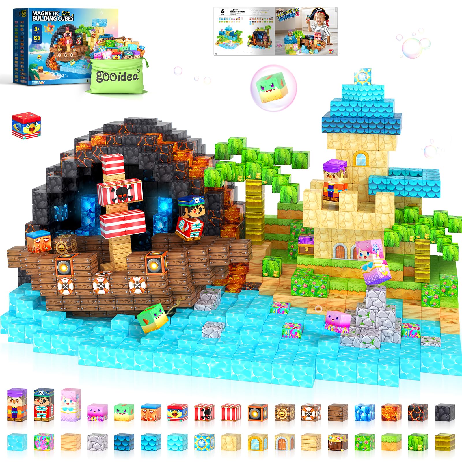 Magworld Magnetic Blocks - 150PCS Magnetic Building Blocks Magnet Toys for Kids