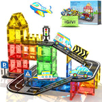 Magnetic Tiles Road Set 40 PCS, STEM Magnetic Blocks for Kids Construction Magnet Tiles