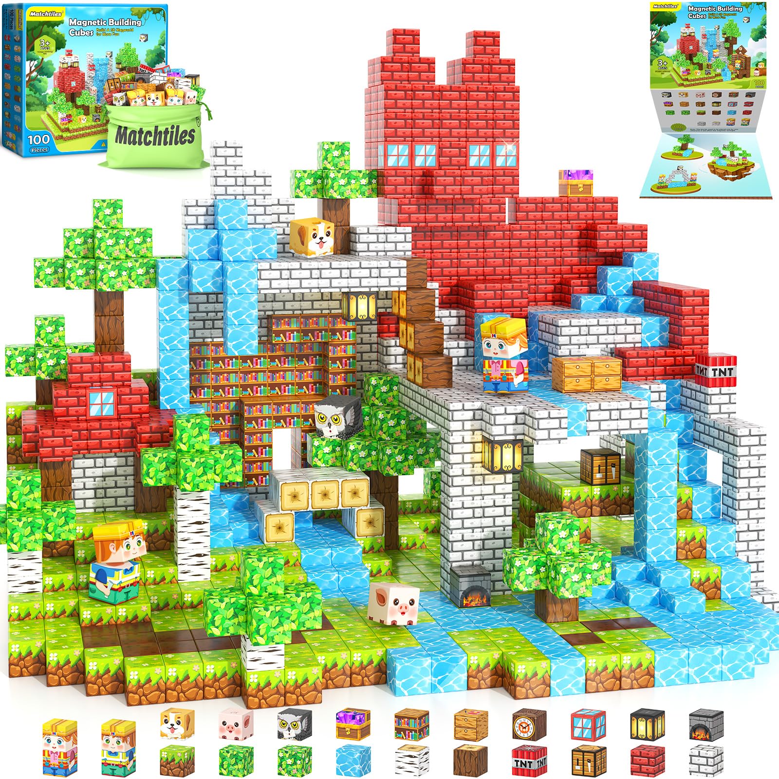 Magworld 100 PCS Magnetic Blocks Forest Set Building Toys for Kids