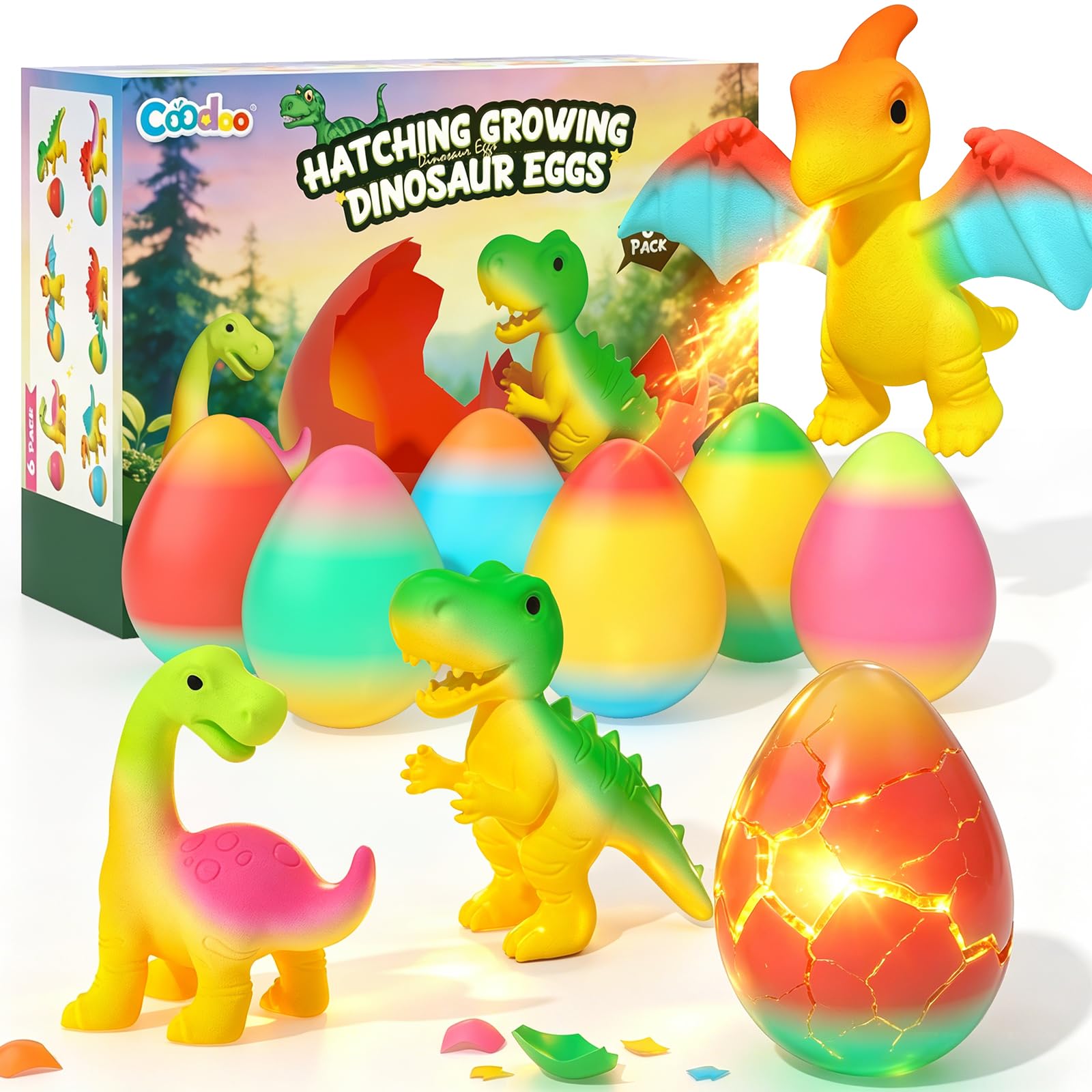 Dinosaur Hatching Surprise Eggs for Kids - 6 Pack Dinosaur Toys for Boys and Girls, Easter Basket Stuffers