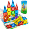 Mini Magnetic Tiles Travel Set with Car 31 PCS Magnetic Toys for Toddlers Portable Travel Kids Toys with Metal Storage Box