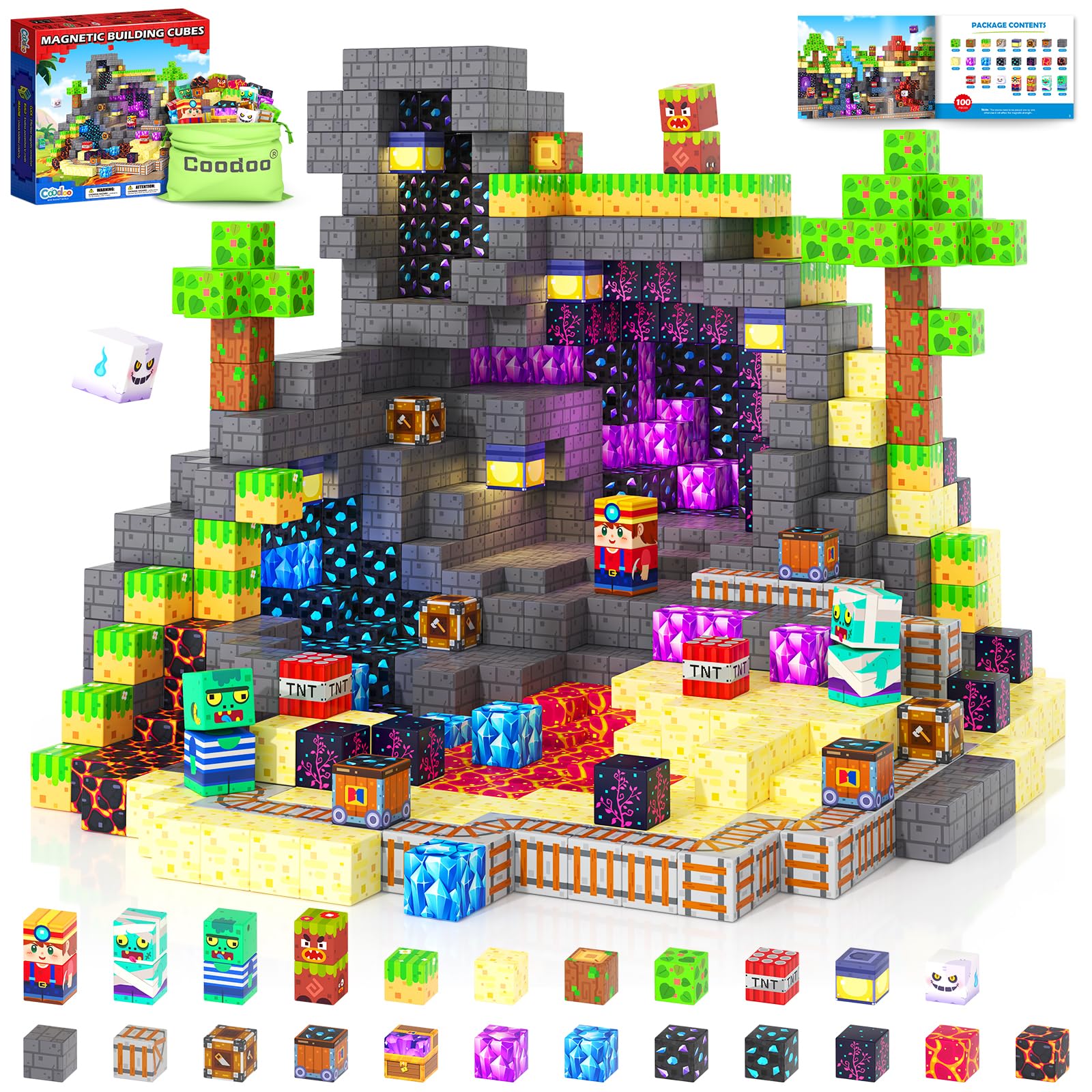 Magworld 100 PCS Magnetic Blocks Toddler Outdoor Toy STEM Construction Building Blocks