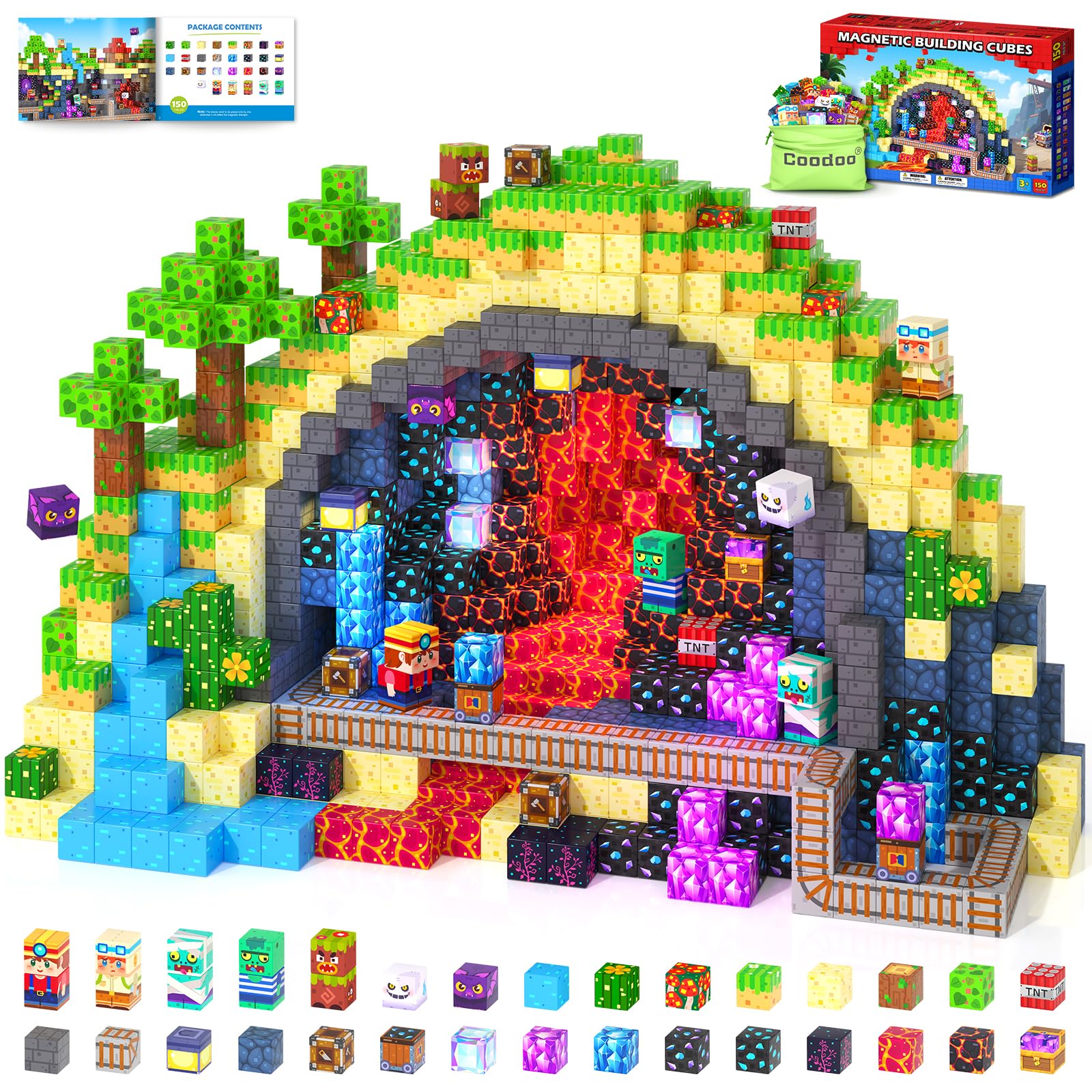 Magworld 150PCS Magnetic Blocks Toddler Outdoor Toys STEM Construction Building Blocks Toy