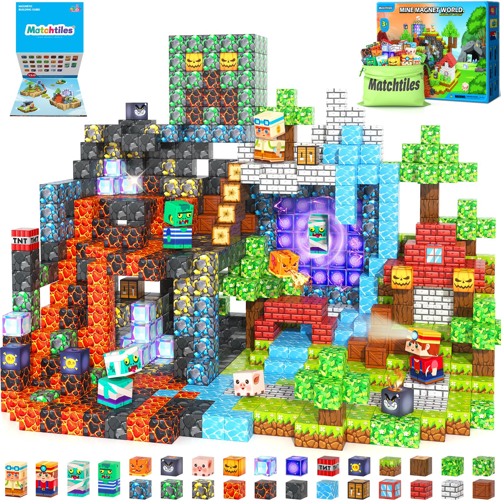 Magworld Magnetic Blocks 150 PCS Forest Set STEM Learning Toys for Toddlers Birthday, Classroom, outdoor