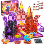 Mini Magnetic Tiles Kids Dinosaur Toys, Magnetic Blocks with 6 Dinosaurs