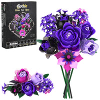 Gothic Rose Bouquet Building Set, Compatible with Lego Flowers, Halloween Botanical Collection for Home Decor,