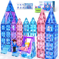 Diamond Magnetic Tiles & Building Blocks 60 PCS — Princess Toys for Girls & Boys, Toddler Girl Gifts