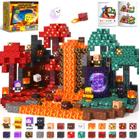300PCS 0.8in Magnetic Blocks, 8 Strong Magnets Building Cubes Support Misaligned Stacking, Nether Theme STEM Toys