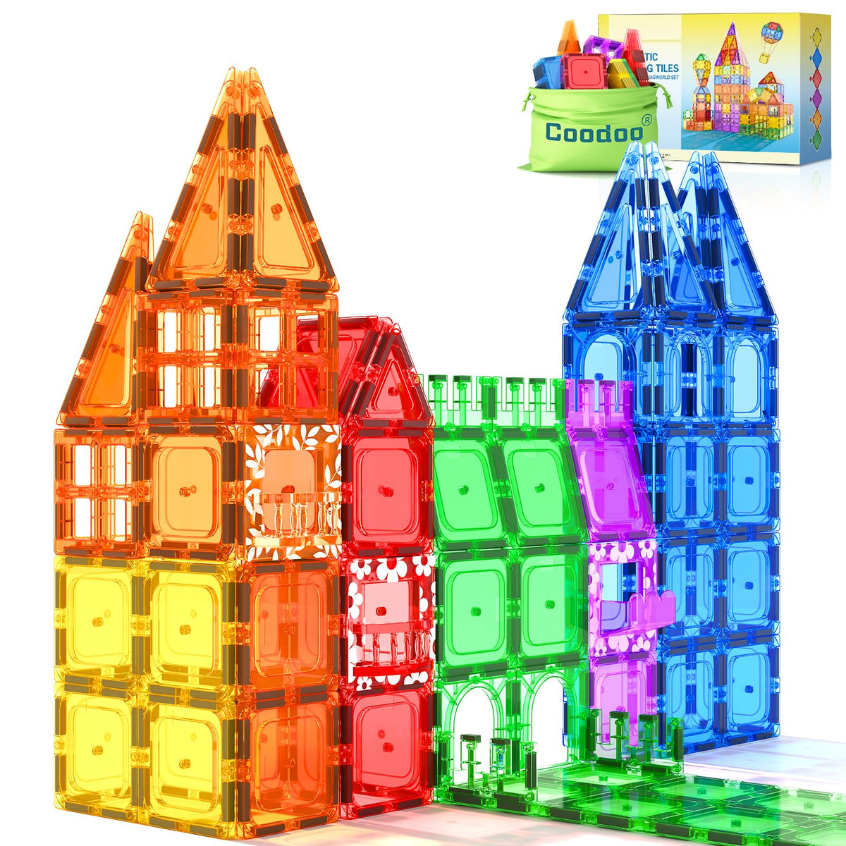 60PCS Magnetic Tiles Starter Set-Coodoo