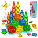 Mini Magnetic Tiles Travel Set with Case 40 PCS Toddler Travel Games for Car Rides & Restaurants