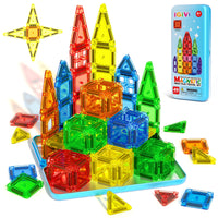 Mini Magnetic Tiles Travel Set with Case 40 PCS Toddler Travel Games for Car Rides & Restaurants