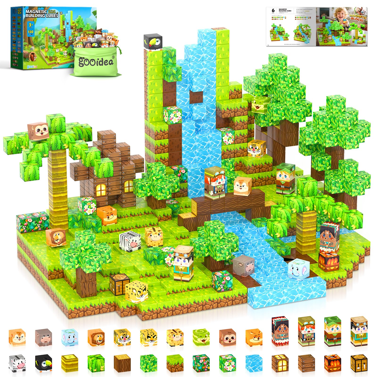 Magworld Magnetic Blocks 150 PCS Building Craft STEM Constructions Toy for Kids