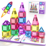 Magnetic Tiles Mini Travel Toys Set for Kids 40 PCS, Magnetic Blocks Building Toy Preschool Classroom Must Haves, Montessori  Toys