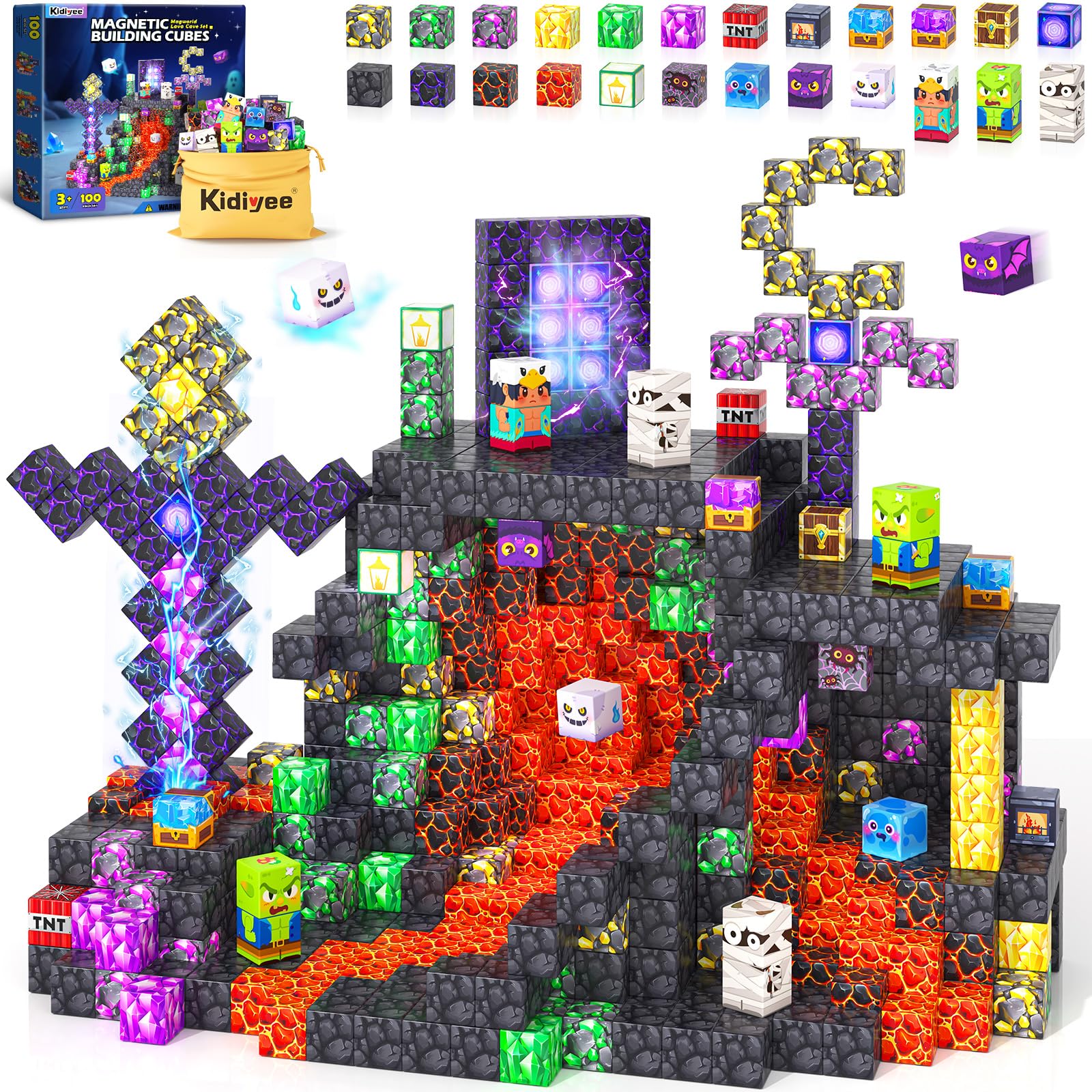 Magworld Magnetic Blocks 100PCS Mysterious Mine Set Kids Sensory Toys Games