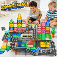 Magnetic Tiles Road Expansion Pack 42 PCS, STEM Magnetic Building Blocks for Kids, Educational Montessori Sensory Toys