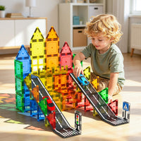 Magnetic Tiles Road Set 40 PCS, STEM Magnetic Blocks for Kids Construction Magnet Tiles