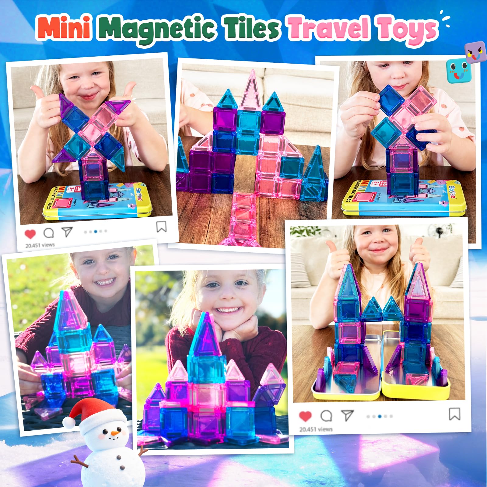 Magnetic Tiles Toddler Toys Travel Essential Games Magnet Building Blocks 36 PCS STEM Sensory Educational Toys
