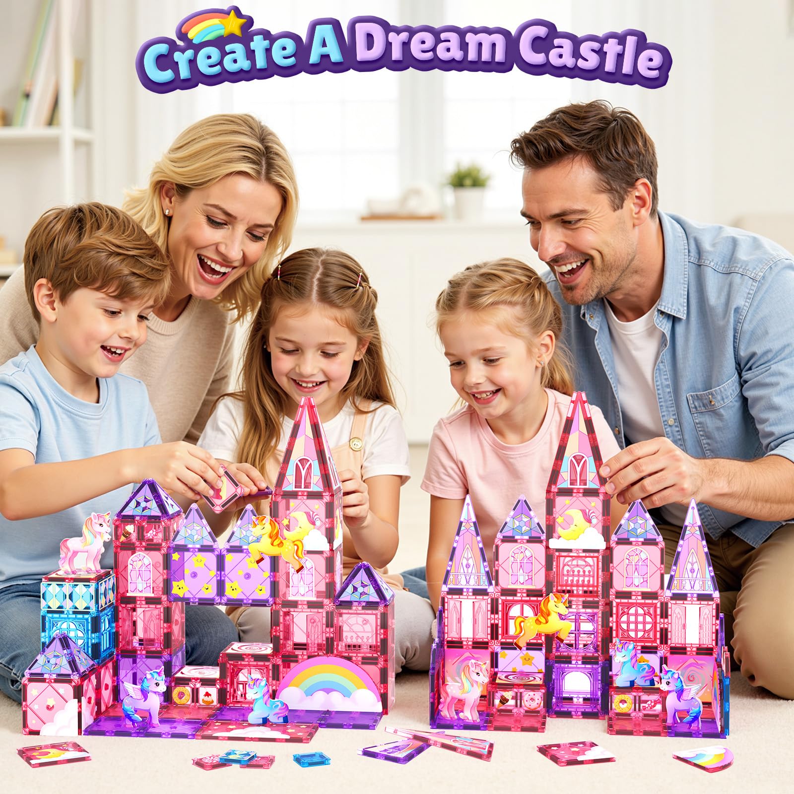 Magnetic Tiles Unicorn Toys for Girls Kids, Princess Magnetic Blocks Castle