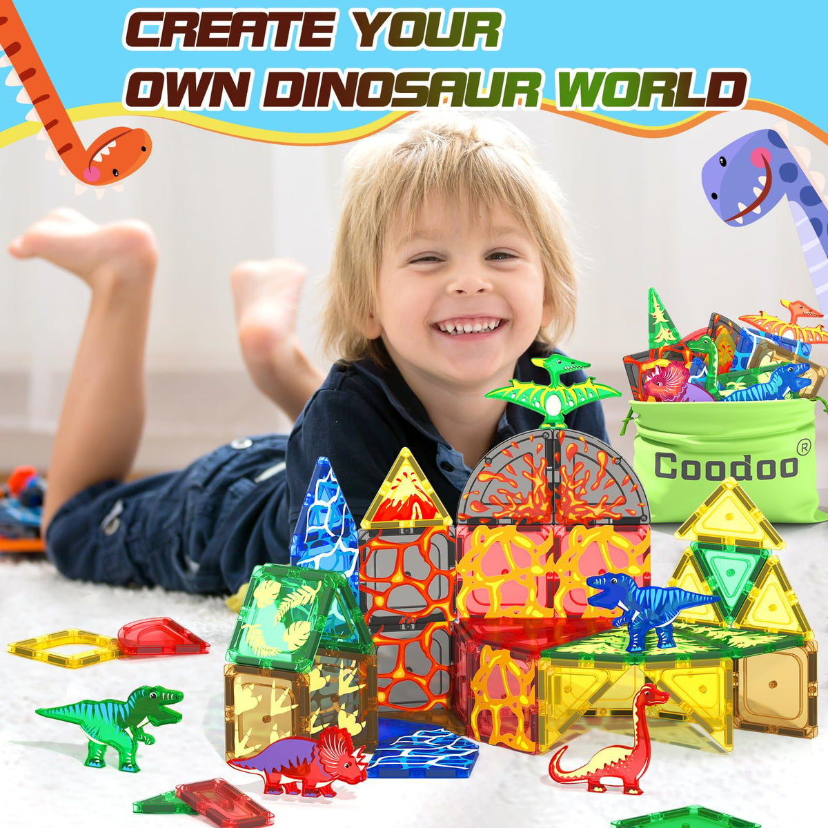 102PCS Lava Dinosaur Toys with 8 Dinosaurs-Coodoo