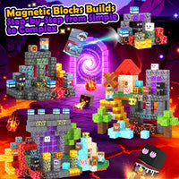 Magnetic Blocks 200 PCS - Magnetic Building Cubes Toys Build Mine Magworld Craft Cubes Portal Theme STEM Toys
